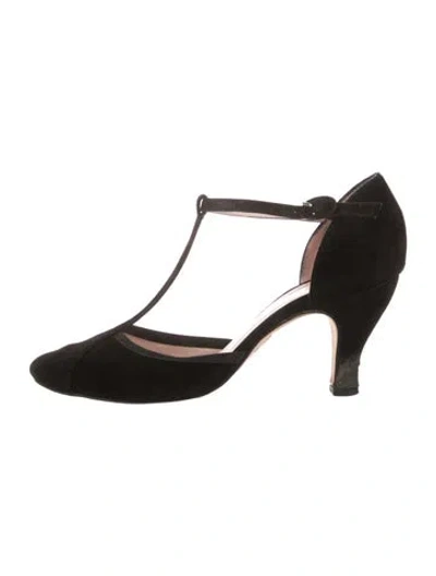 Pre-owned Repetto Suede T-strap Pumps In Black
