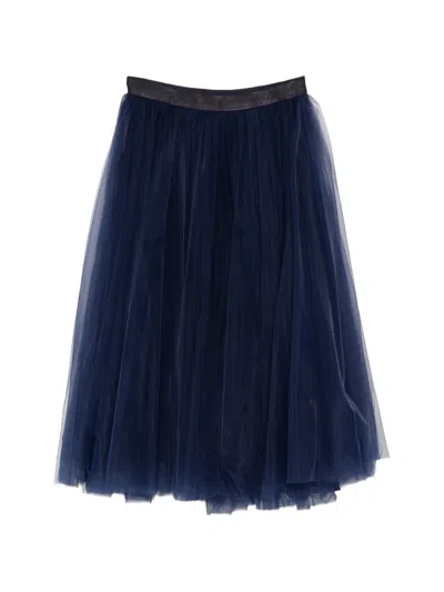 Repetto Tulle-layered Midi Skirt In Blue