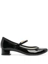 Repetto Ballerina In Shiny Leather With Strap In Black