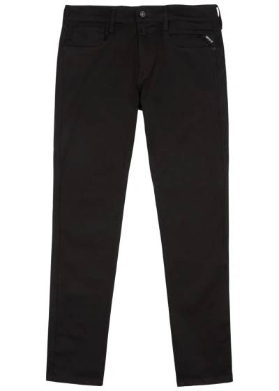 Replay Anbas Hyperflex Re-used Slim-leg Jeans In Black