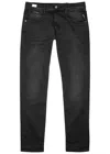 Replay Anbass Hyperflex Clouds Slim-leg Jeans In Dark Grey