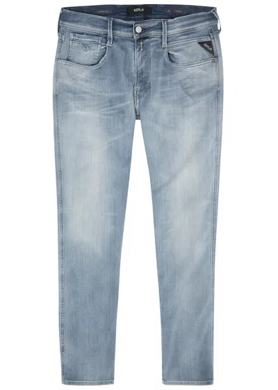 Replay Anbass Hyperflex Slim-leg Jeans In Blue