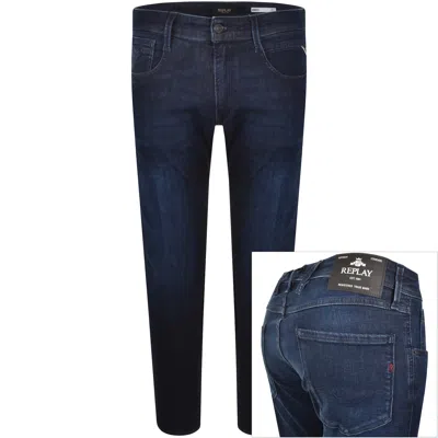 Replay Anbass Power Stretch Dark Wash Jeans Blue