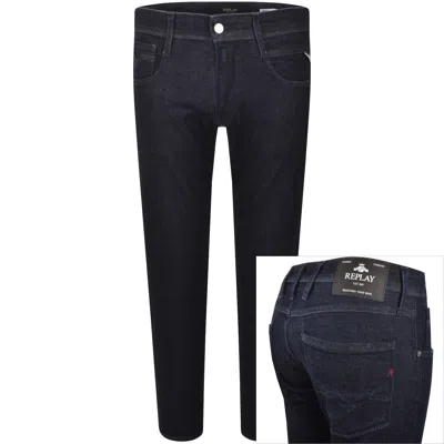 Replay Anbass Slim Fit Dark Wash Jeans Blue In Black