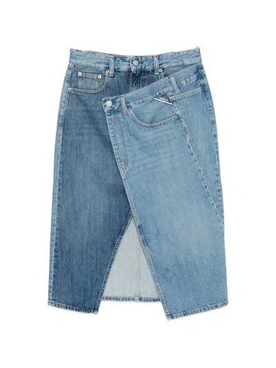 Replay Asymmetric Wrap-style Skirt In Blue