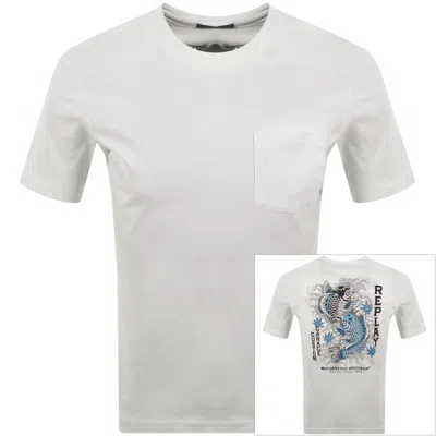 Replay Back Graphic T Shirt Off White