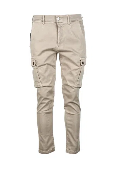 Replay Beige Stretch Cotton Cargo Pants In Neutral