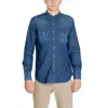 Replay Long Sleeved Denim Shirt Blue In Blue
