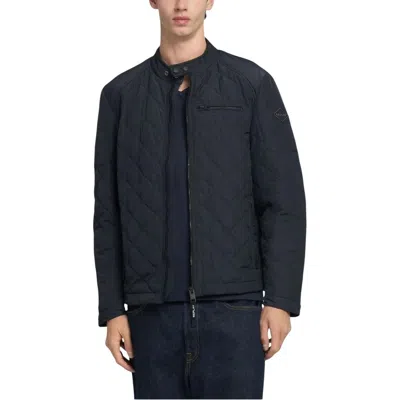 Replay Blue Polyester Bomber In Black