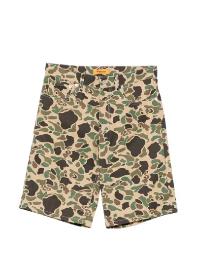 Replay Camouflage-print Ripstop Shorts In Green