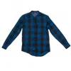 Replay Check Printed Cotton Dobby Mens Shirt In Blue