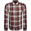 Replay Checked Long Sleeved Shirt Red In Red