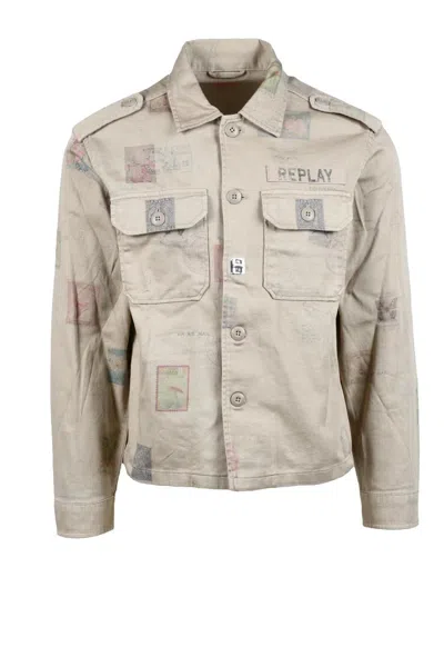 Replay Cotton Military Shirt - Beige In Neutral