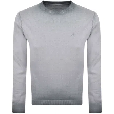 Replay Crew Neck Knit Jumper Blue In Gray