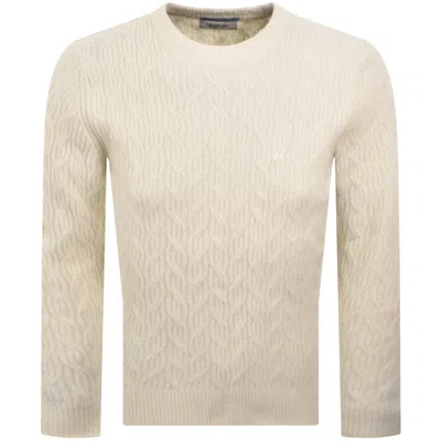 Replay Crew Neck Knit Jumper Cream In White