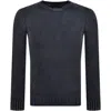 Replay Crew Neck Knit Jumper Navy In Navy