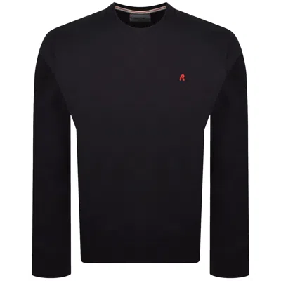 Replay Crew Neck Sweatshirt Navy In Black