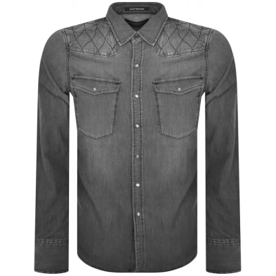 Replay Denim Long Sleeved Shirt Grey