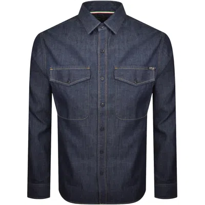 Replay Denim Look Long Sleeved Shirt Blue