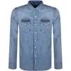 Replay Denim Look Long Sleeved Shirt Blue In Blue