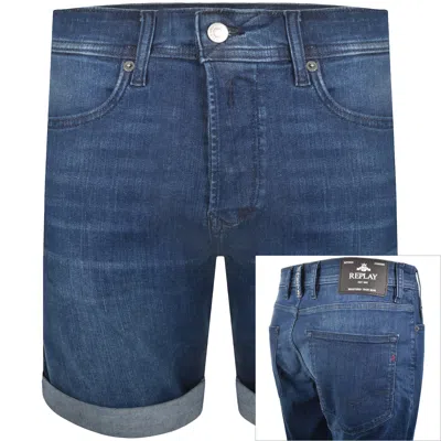 Replay Denim Shorts Dark Wash Blue