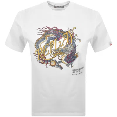 Replay Dragon Graphic T Shirt White