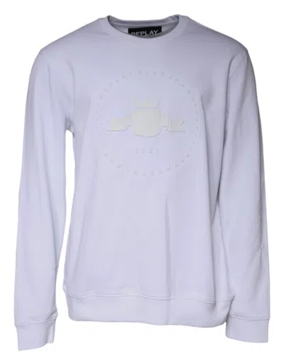 Pre-owned Replay Embossed Logo Crew Neck Men Sweatshirt Men's Sweater () In White