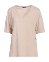 Replay Essential Woman T-shirt Beige Size S Linen, Elastane In Beige