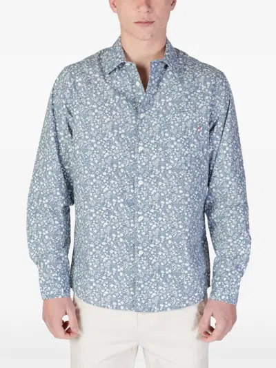 Replay Floral-print Shirt In Blue
