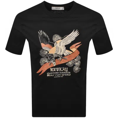 Replay Graphic T Shirt Black