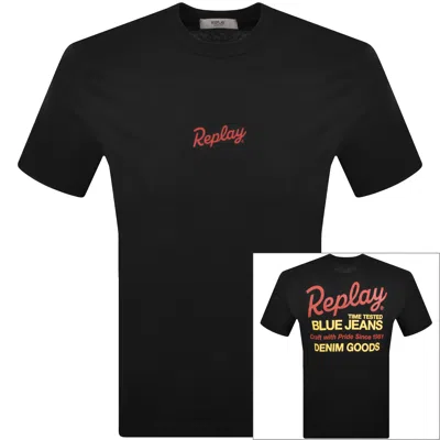 Replay Graphic T Shirt Black