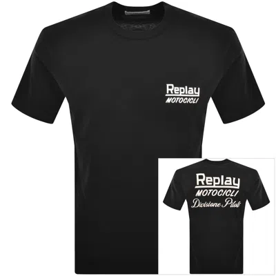Replay Graphic T Shirt Black