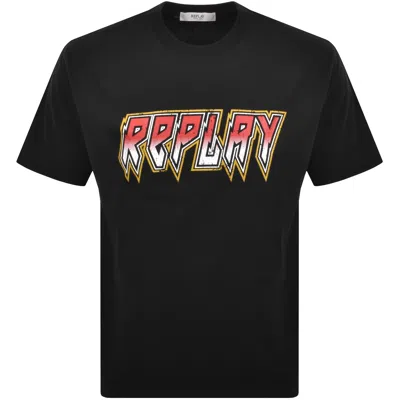 Replay Graphic T Shirt Black