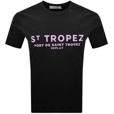 Replay Graphic T Shirt Black