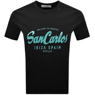 Replay Graphic T Shirt Black