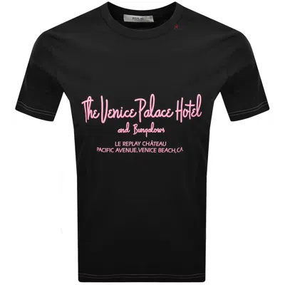 Replay Graphic T Shirt Black