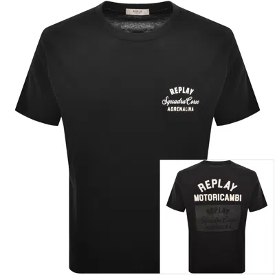 Replay Graphic T Shirt Black