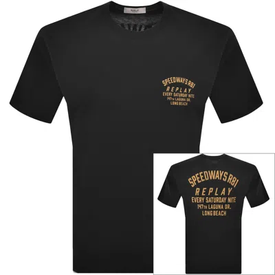 Replay Graphic T Shirt Black