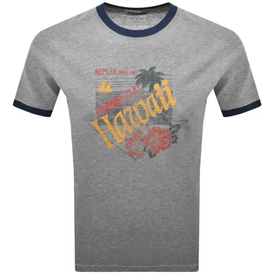Replay Graphic T Shirt Grey In Gray