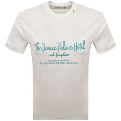 Replay Graphic T Shirt Natural White In Neutral