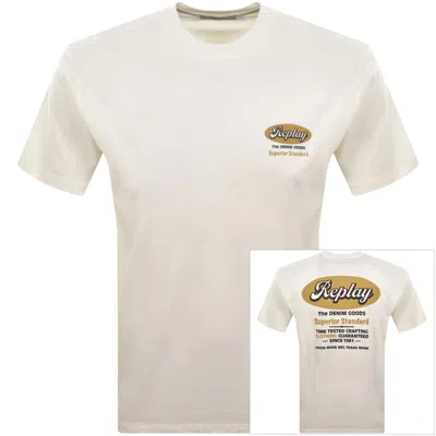 Replay Graphic T Shirt Off White In Neutral