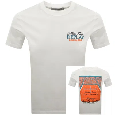 Replay Graphic T Shirt Off White