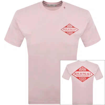 Replay Graphic T Shirt Pink