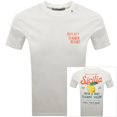Replay Graphic T Shirt White