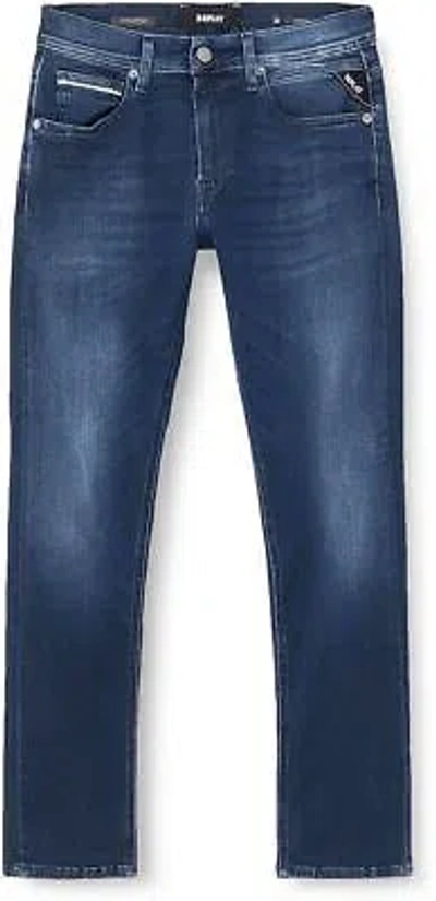 Pre-owned Replay Grover Cloud 11.5oz Hyperflex Strech Denimmens Jeans In Marine In Blue