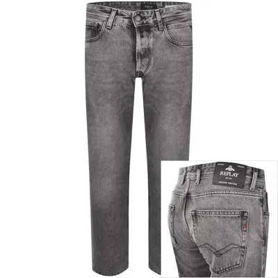 Replay Grover Straight Fit Mid Wash Jeans Grey In Gray