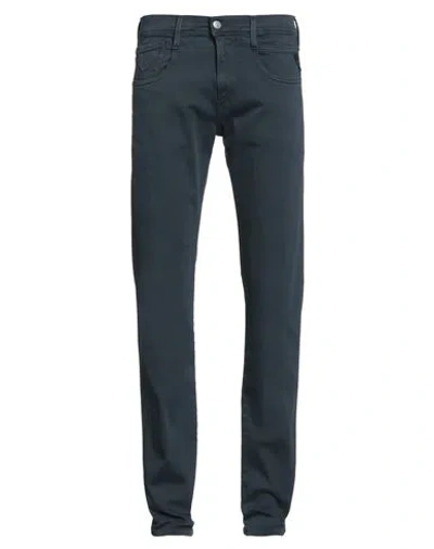 Replay Hyperflex Man Pants Navy Size 29w-32l Cotton, Elastomultiester, Elastane In Blue
