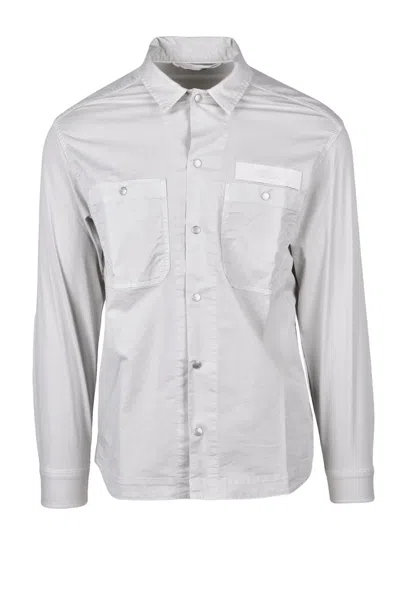 Replay Light Grey Cotton Lyocell Elastane Shirt In White