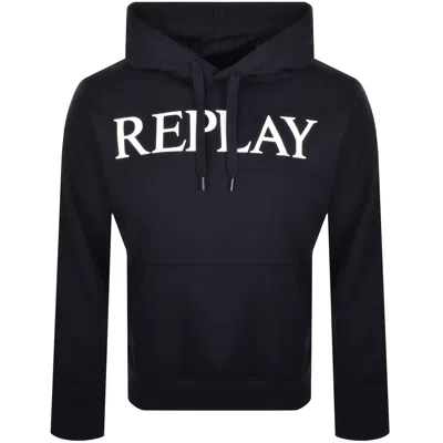 Replay Logo Hoodie Navy