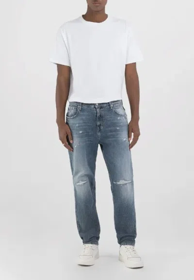 Replay Logo Jeans In Denim Chiaro